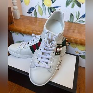 Authentic Gucci Ace Pearl Sneakers